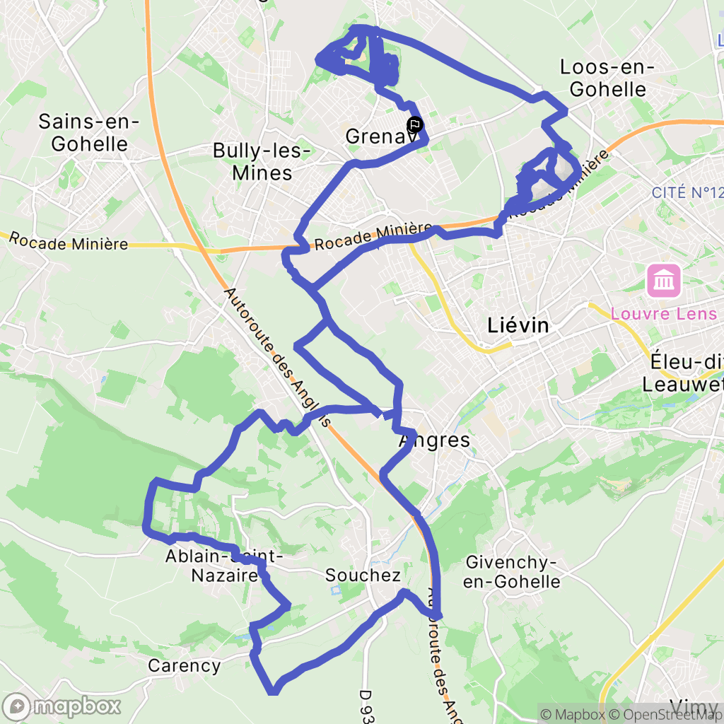 Grenay : carte du parcours de randonnée - France