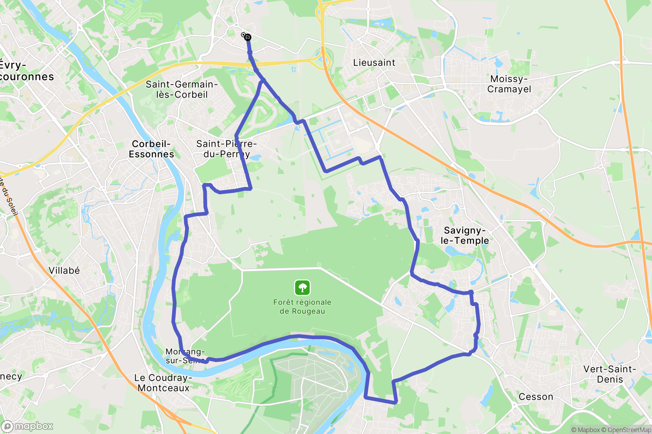 Tigery : carte du parcours de randonnée - France