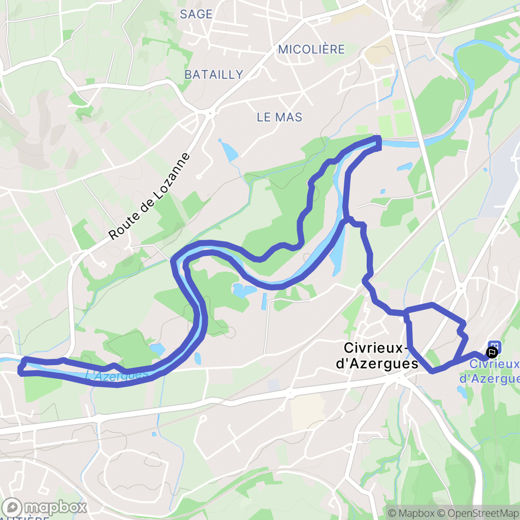 Civrieux-d'Azergues : carte du parcours de randonnée - France