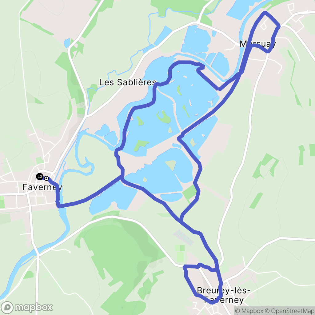 Faverney : carte du parcours de randonnée - France