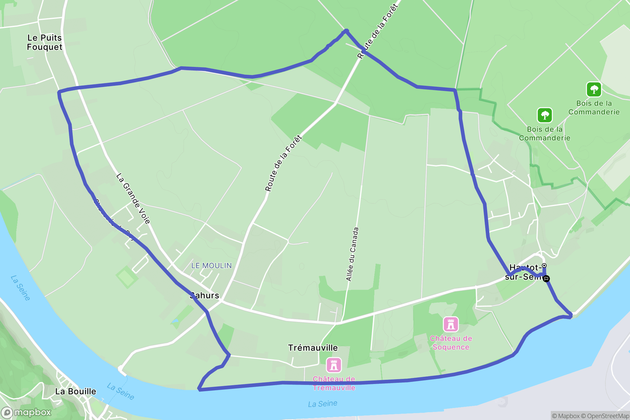 Hautot-sur-Seine : carte du parcours de randonnée - France