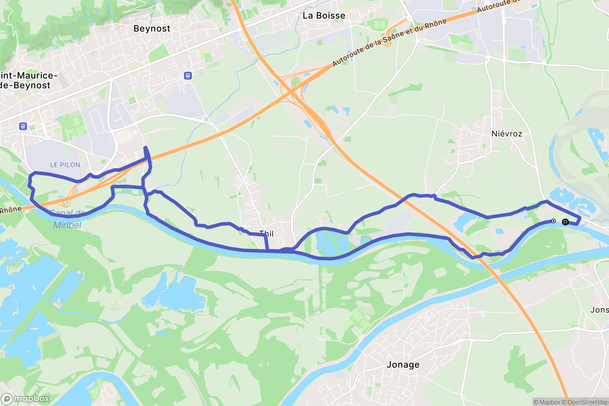 Niévroz : carte du parcours de randonnée - France