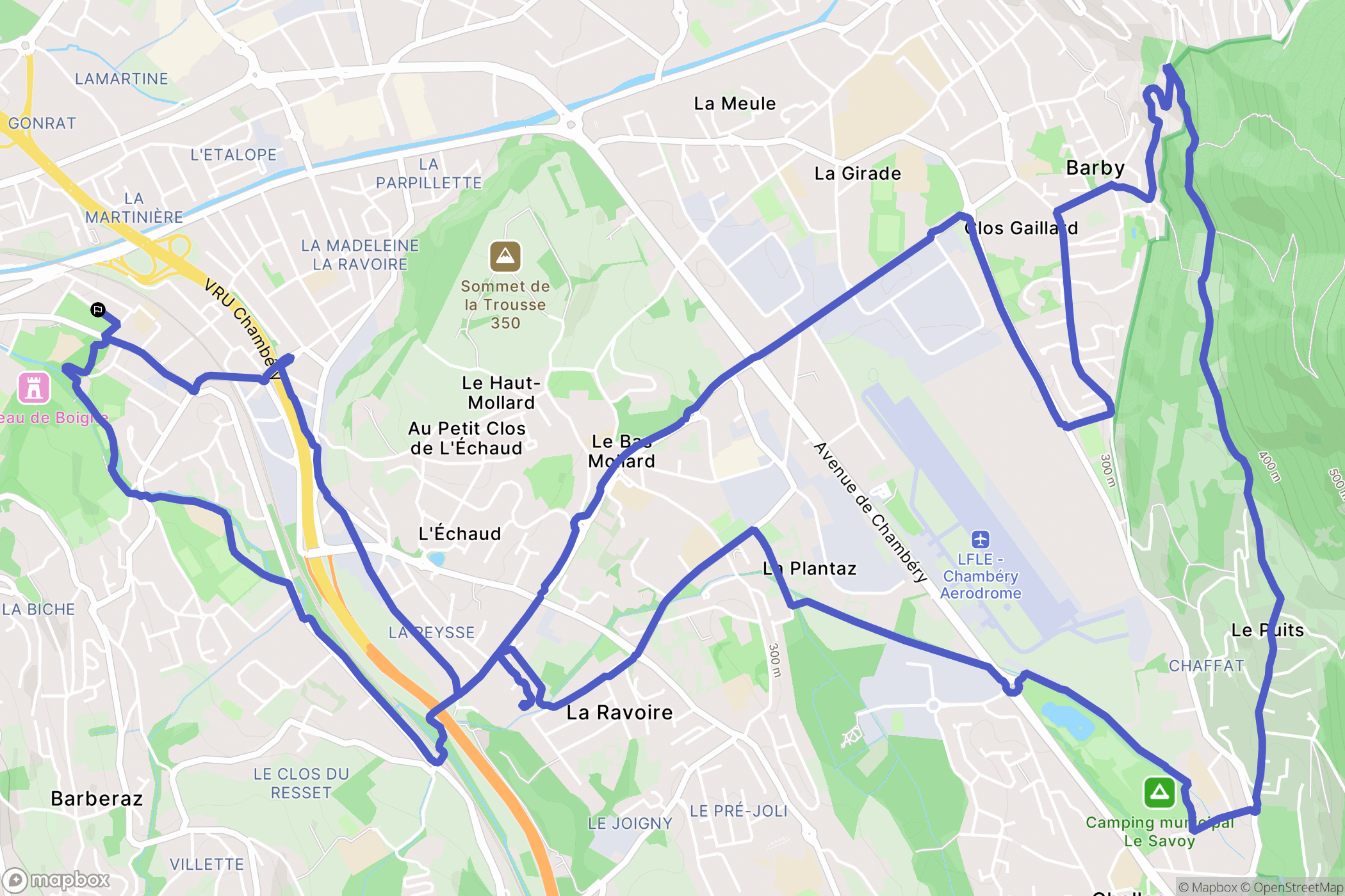 Barberaz : carte du parcours de randonnée - France