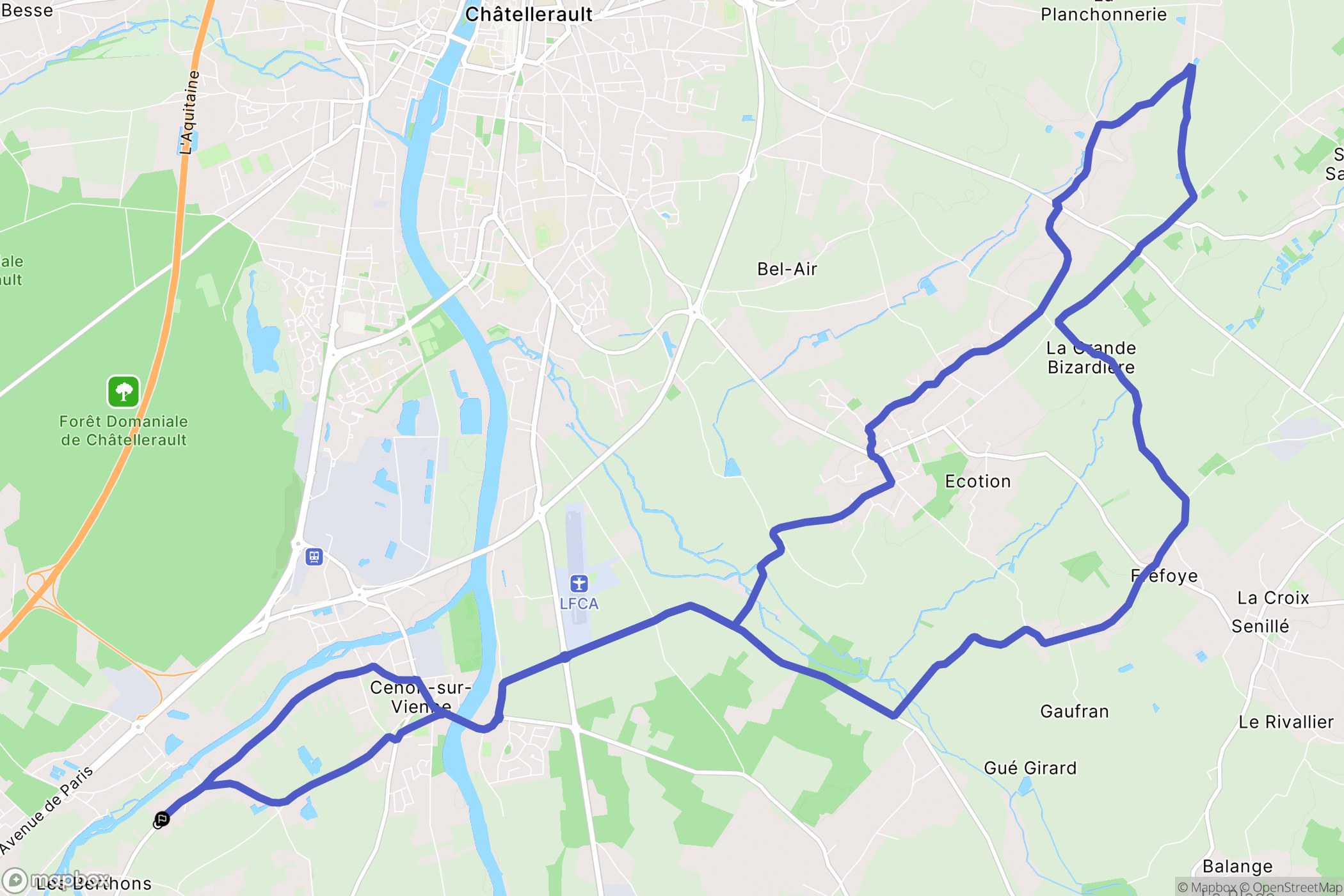 Naintré : carte du parcours de randonnée - France