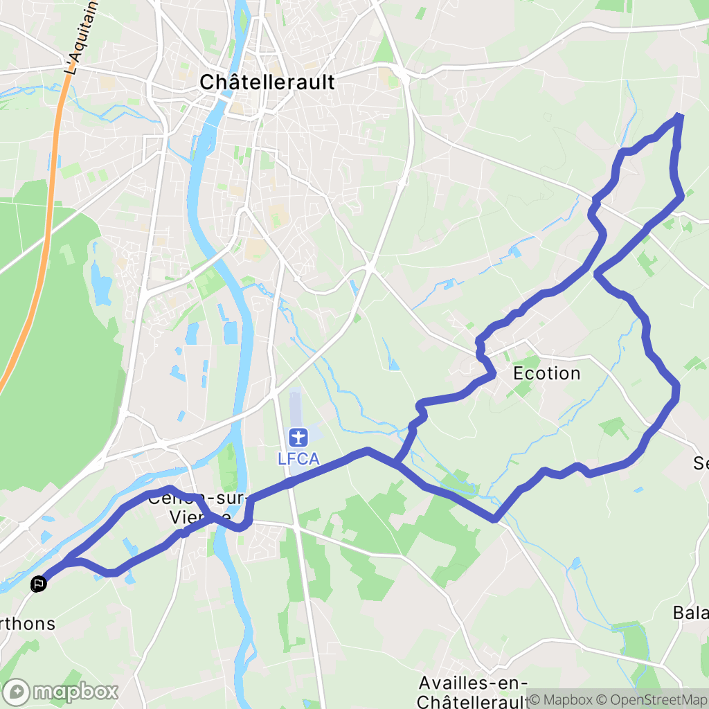Naintré : carte du parcours de randonnée - France