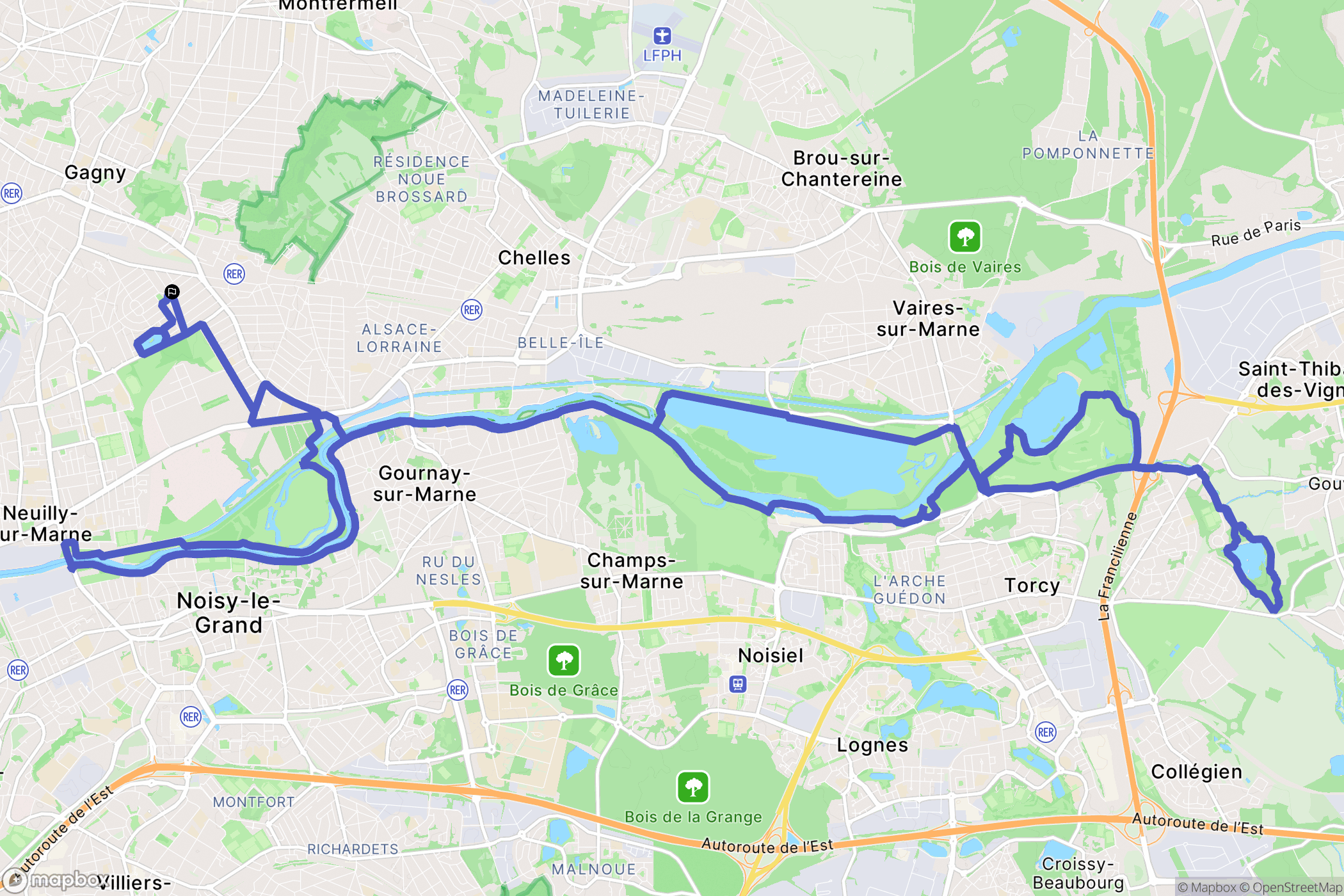 Gagny : carte du parcours de randonnée - France