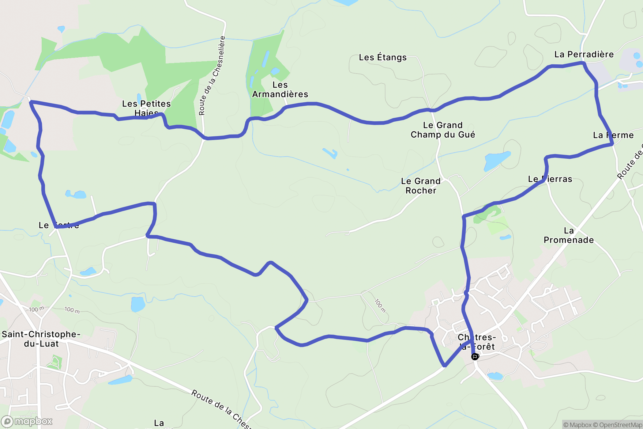 Évron : carte du parcours de randonnée - France