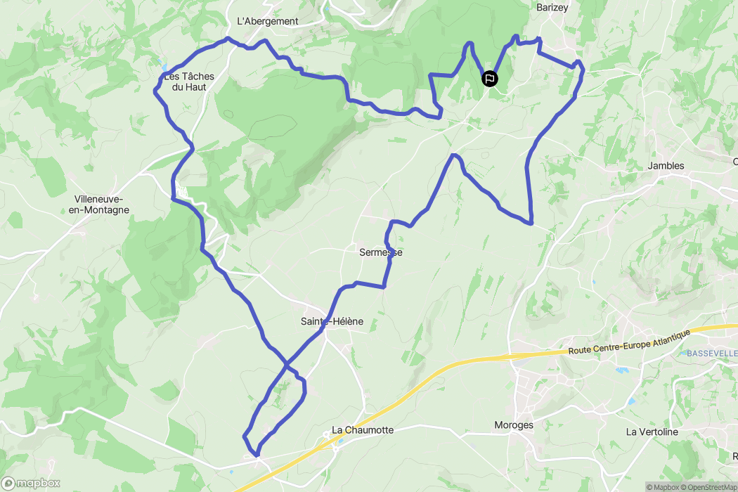 Barizey : carte du parcours de randonnée - France