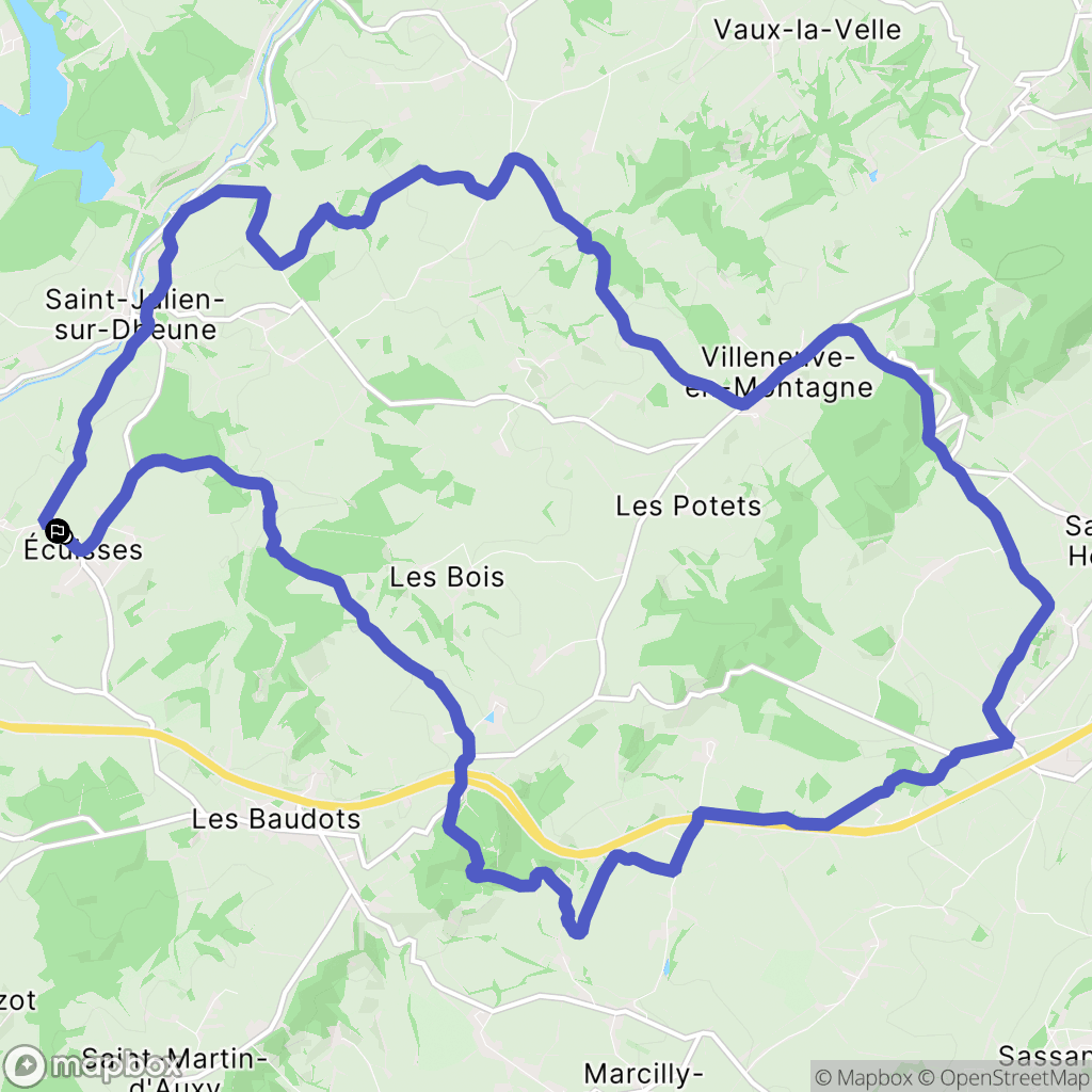 Écuisses : carte du parcours de randonnée - France