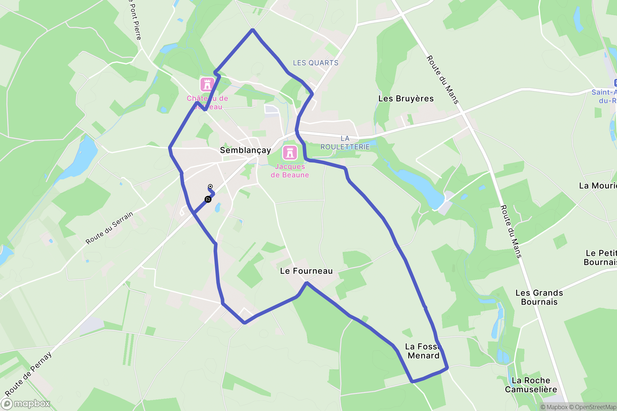 Semblançay : carte du parcours de randonnée - France