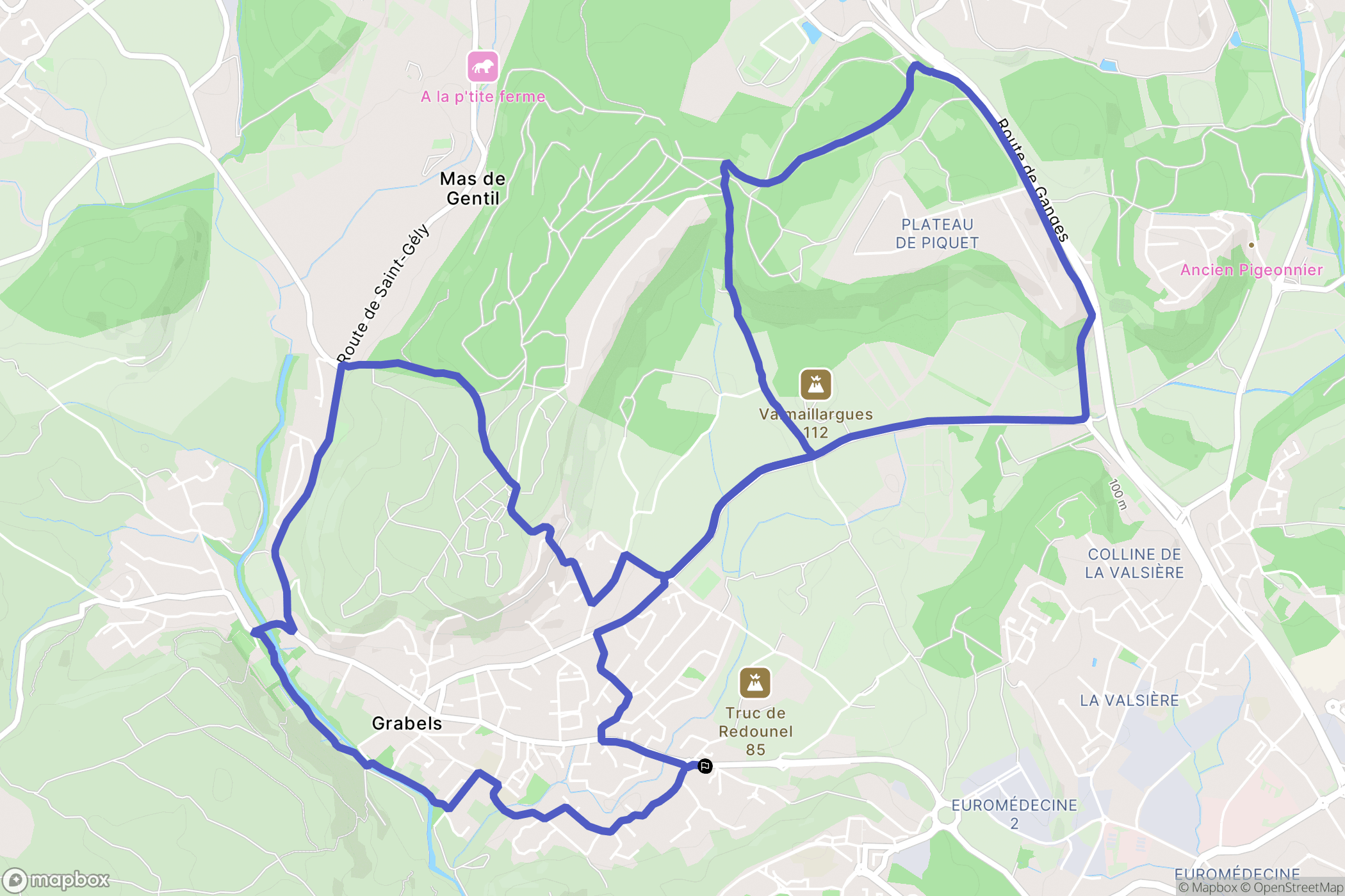 Grabels : carte du parcours de randonnée - France