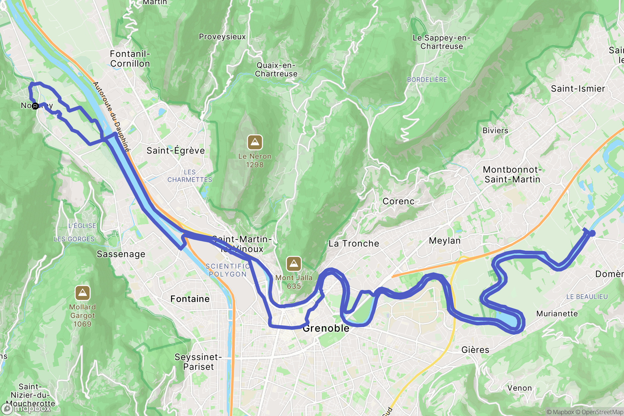 Noyarey : carte du parcours de randonnée - France