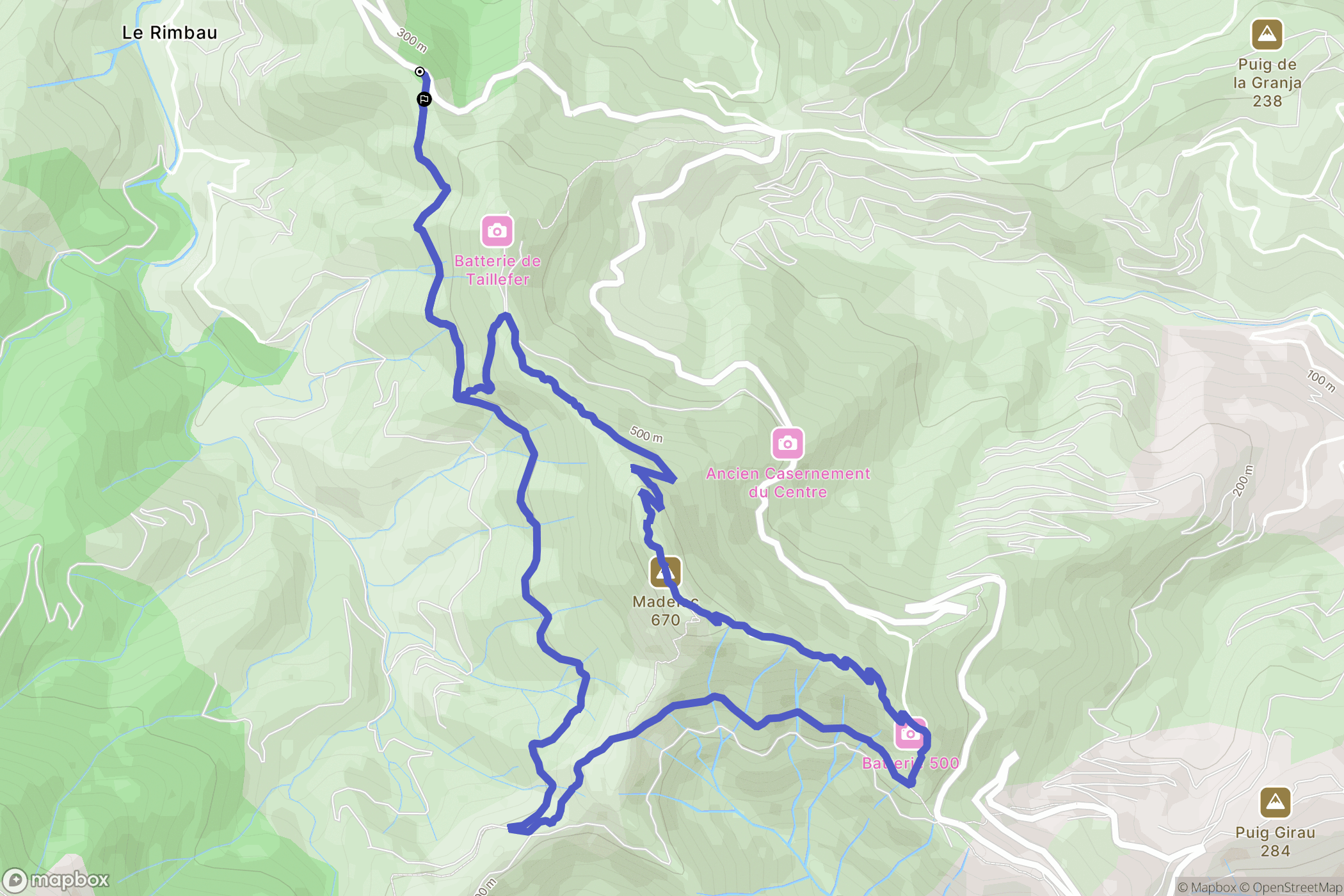 Collioure : carte du parcours de randonnée - France