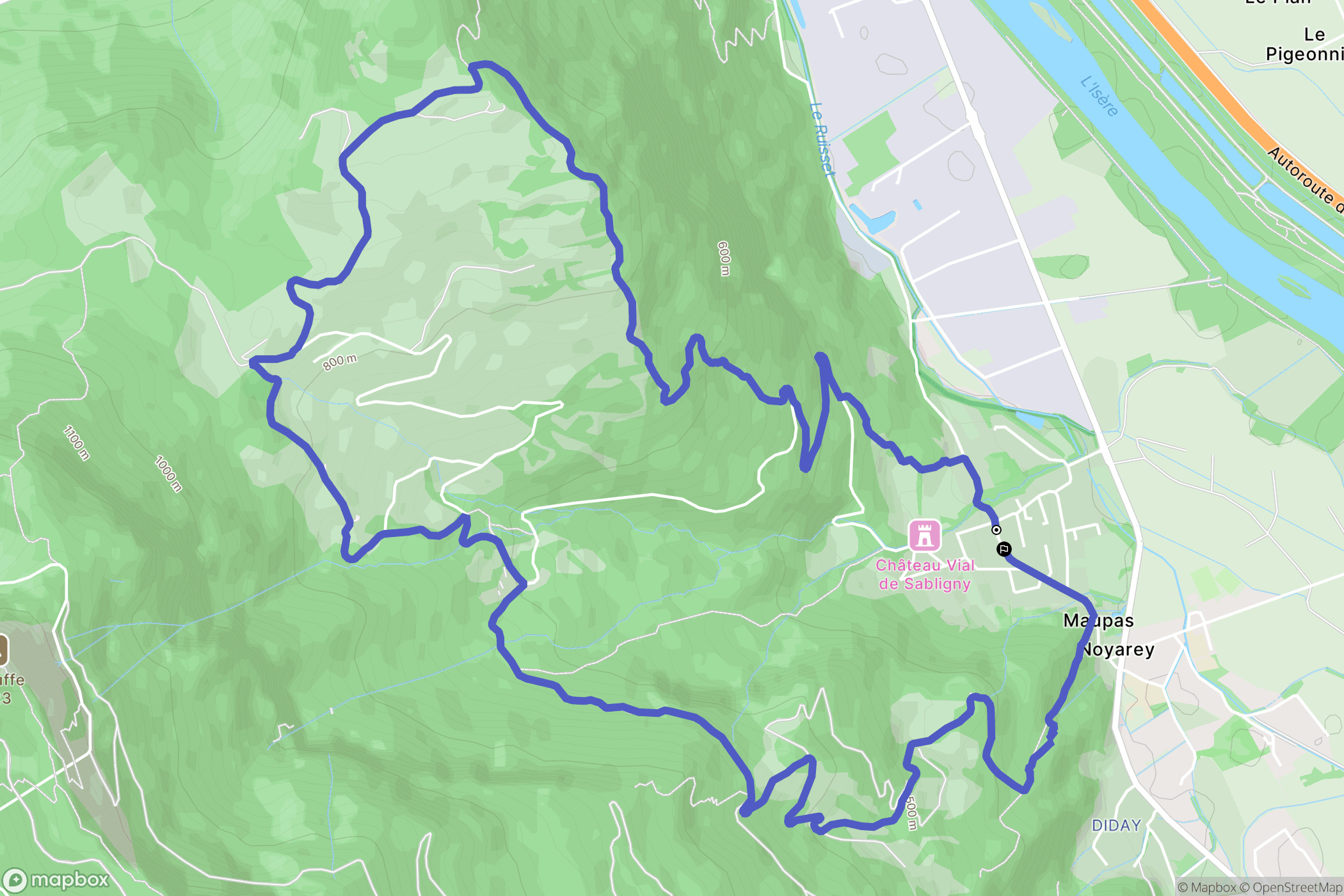 Noyarey : carte du parcours de randonnée - France