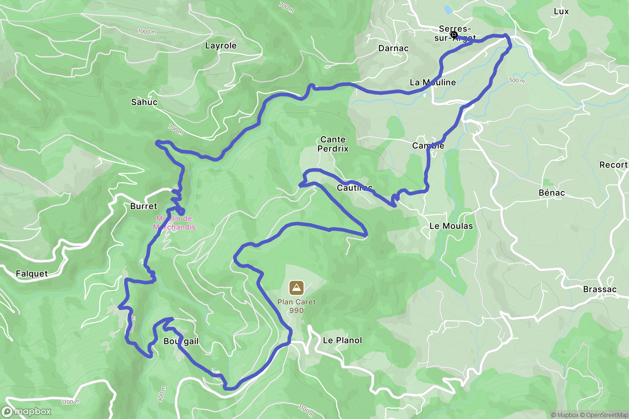 Serres-sur-Arget : carte du parcours de randonnée - France