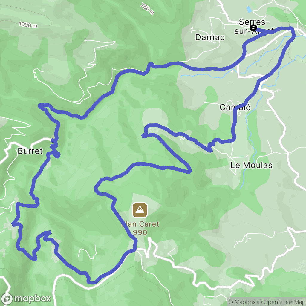 Serres-sur-Arget : carte du parcours de randonnée - France