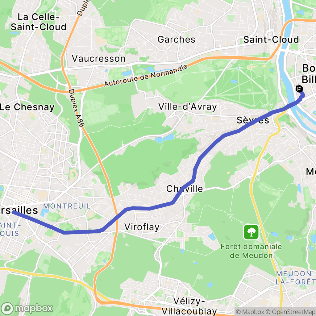 Boulogne-Billancourt : carte du parcours de randonnée - France