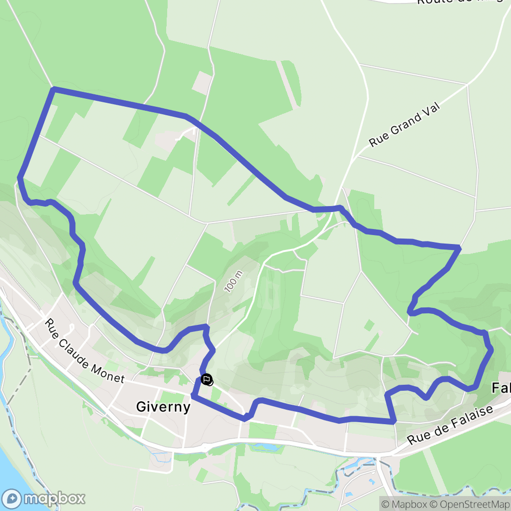Giverny : carte du parcours de randonnée - France