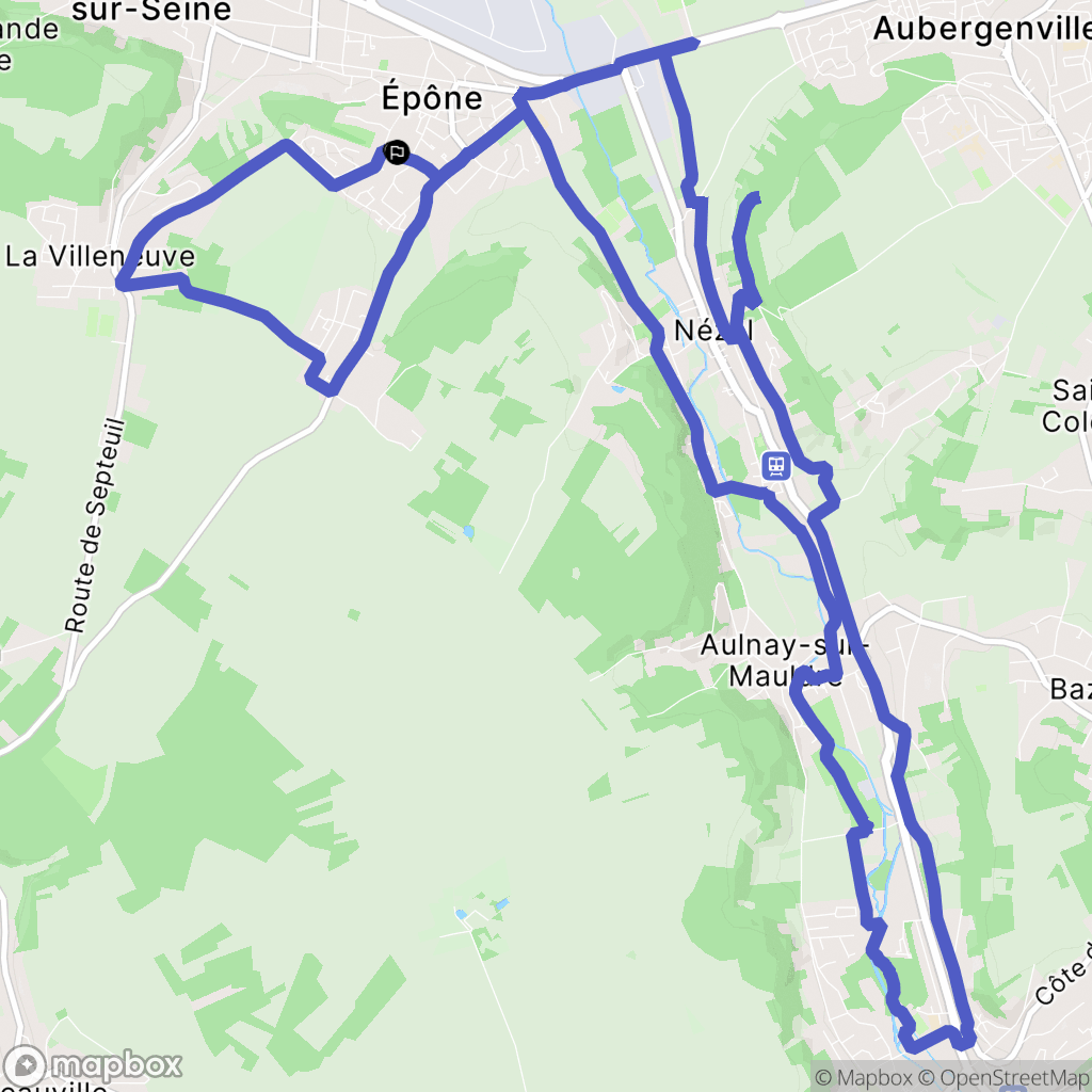 Épône : carte du parcours de randonnée - France