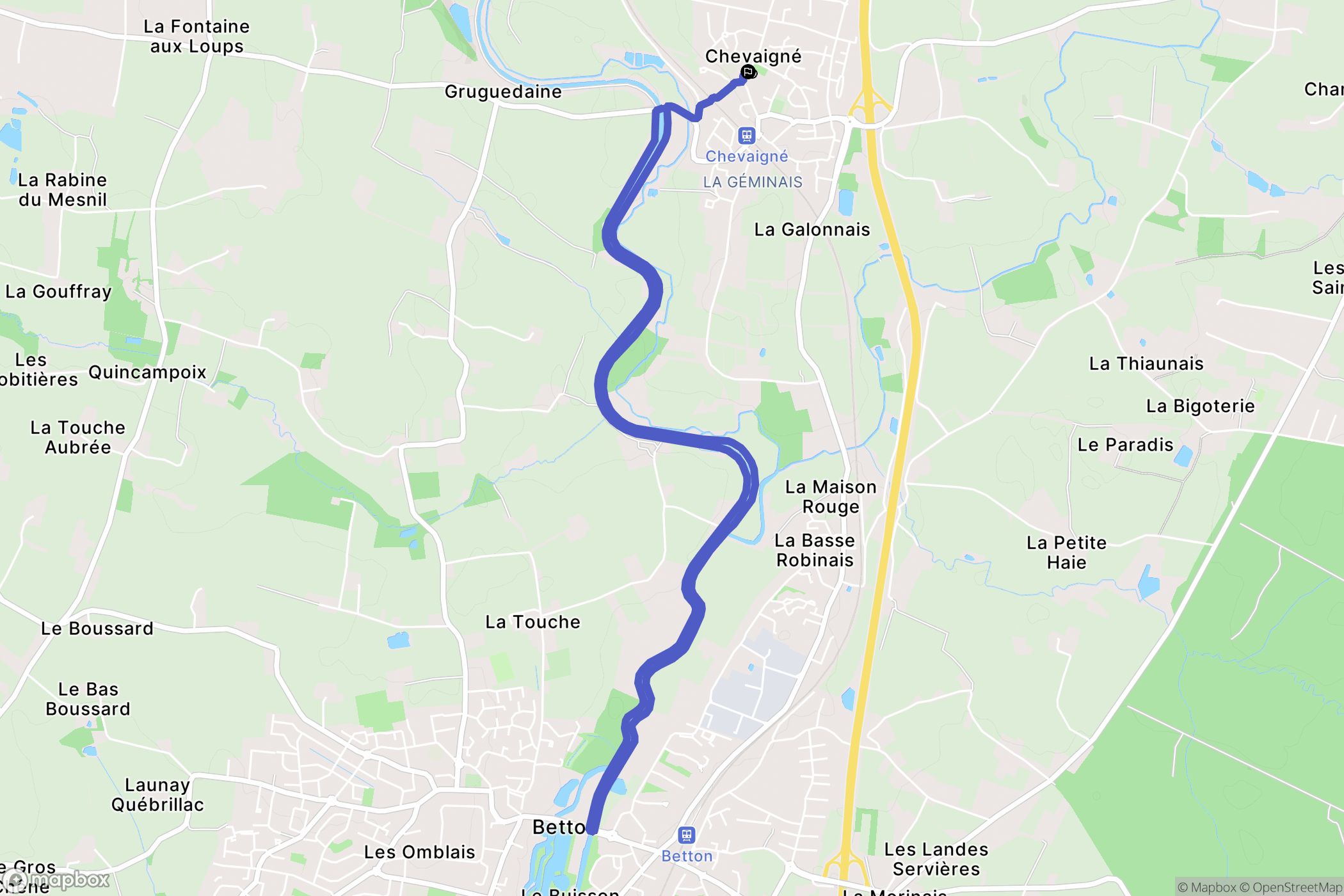Chevaigné : carte du parcours de randonnée - France