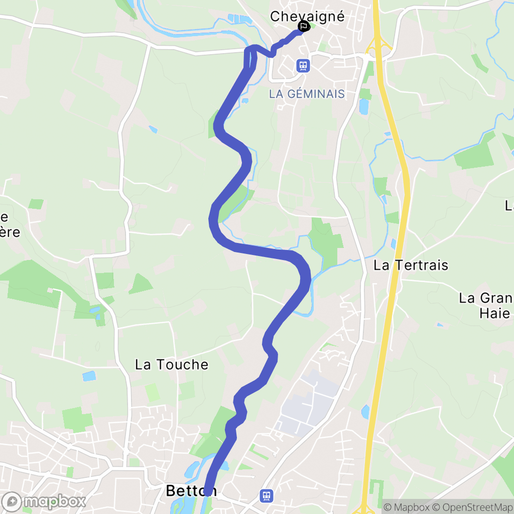 Chevaigné : carte du parcours de randonnée - France