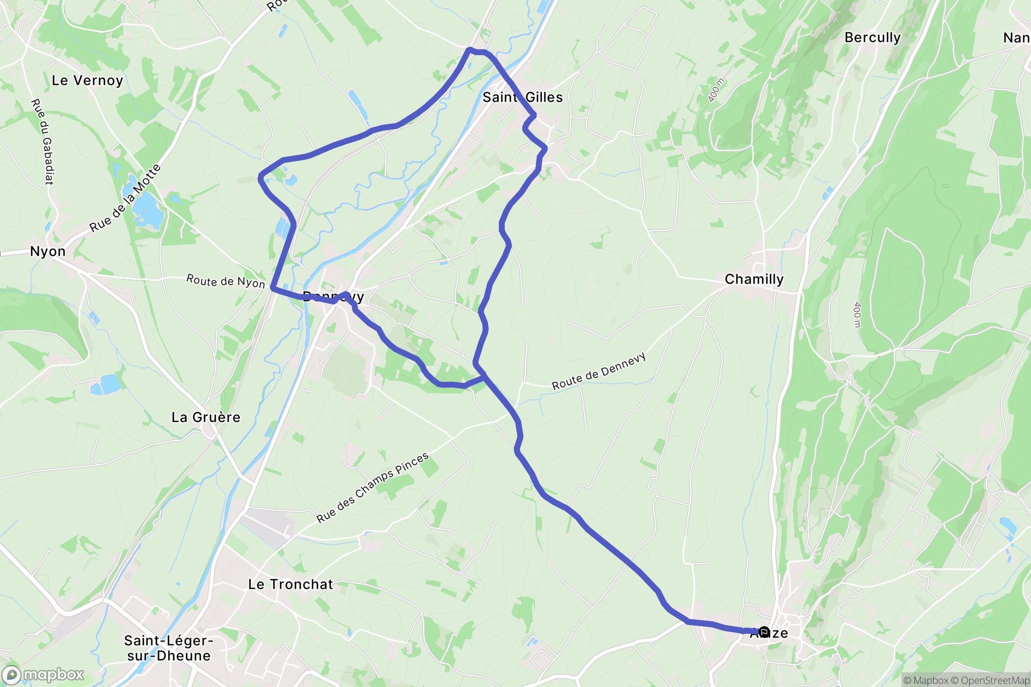 Aluze : carte du parcours de randonnée - France