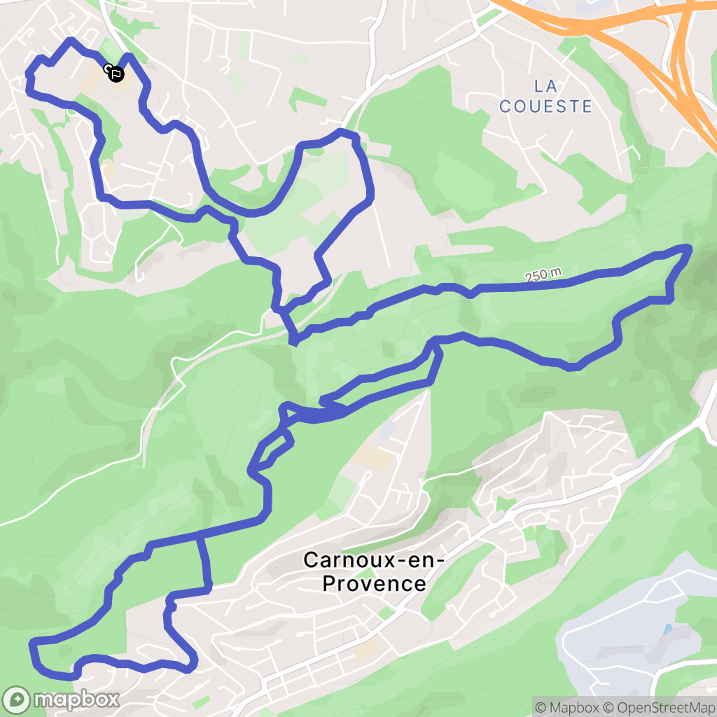 Aubagne : carte du parcours de randonnée - France