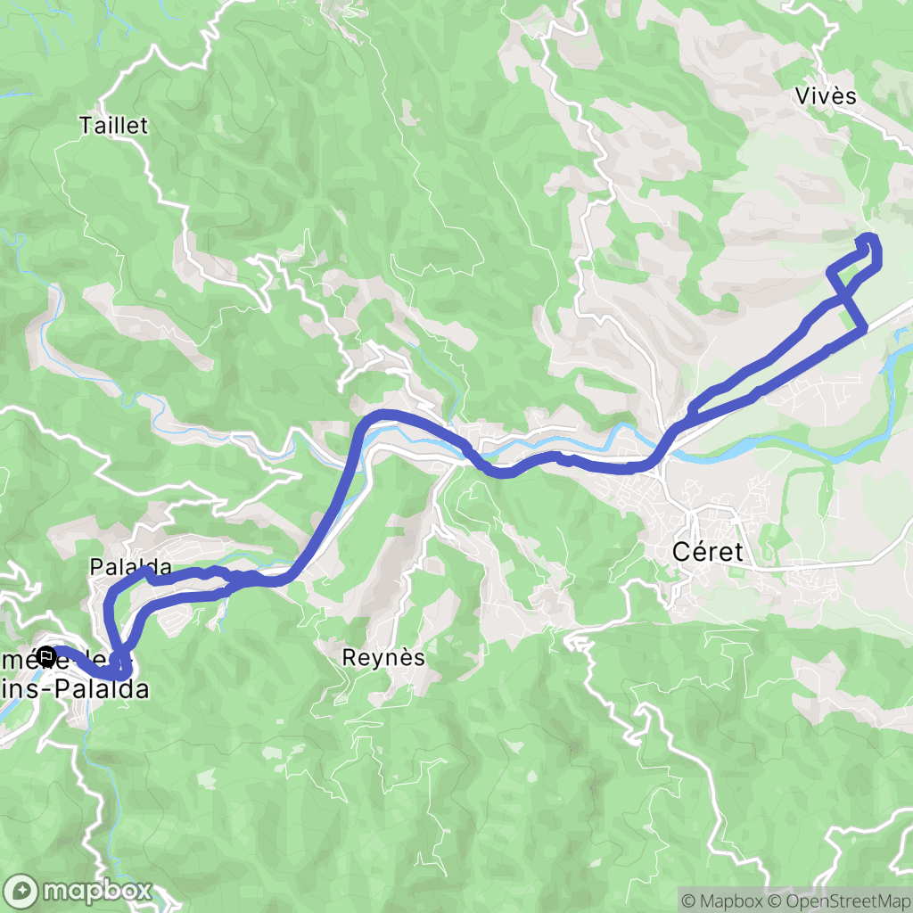 Amélie-les-Bains-Palalda : carte du parcours de randonnée - France