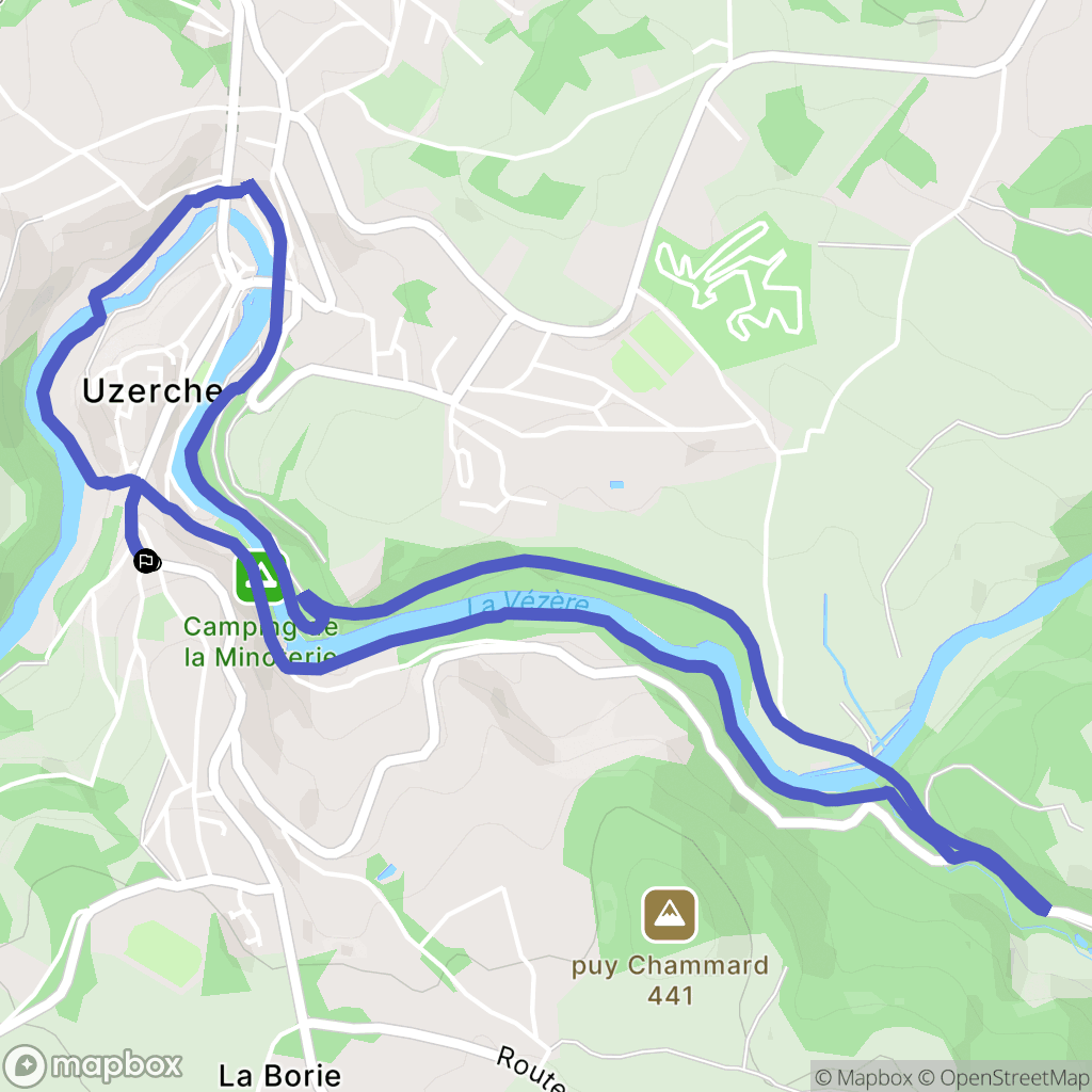 Uzerche : carte du parcours de randonnée - France