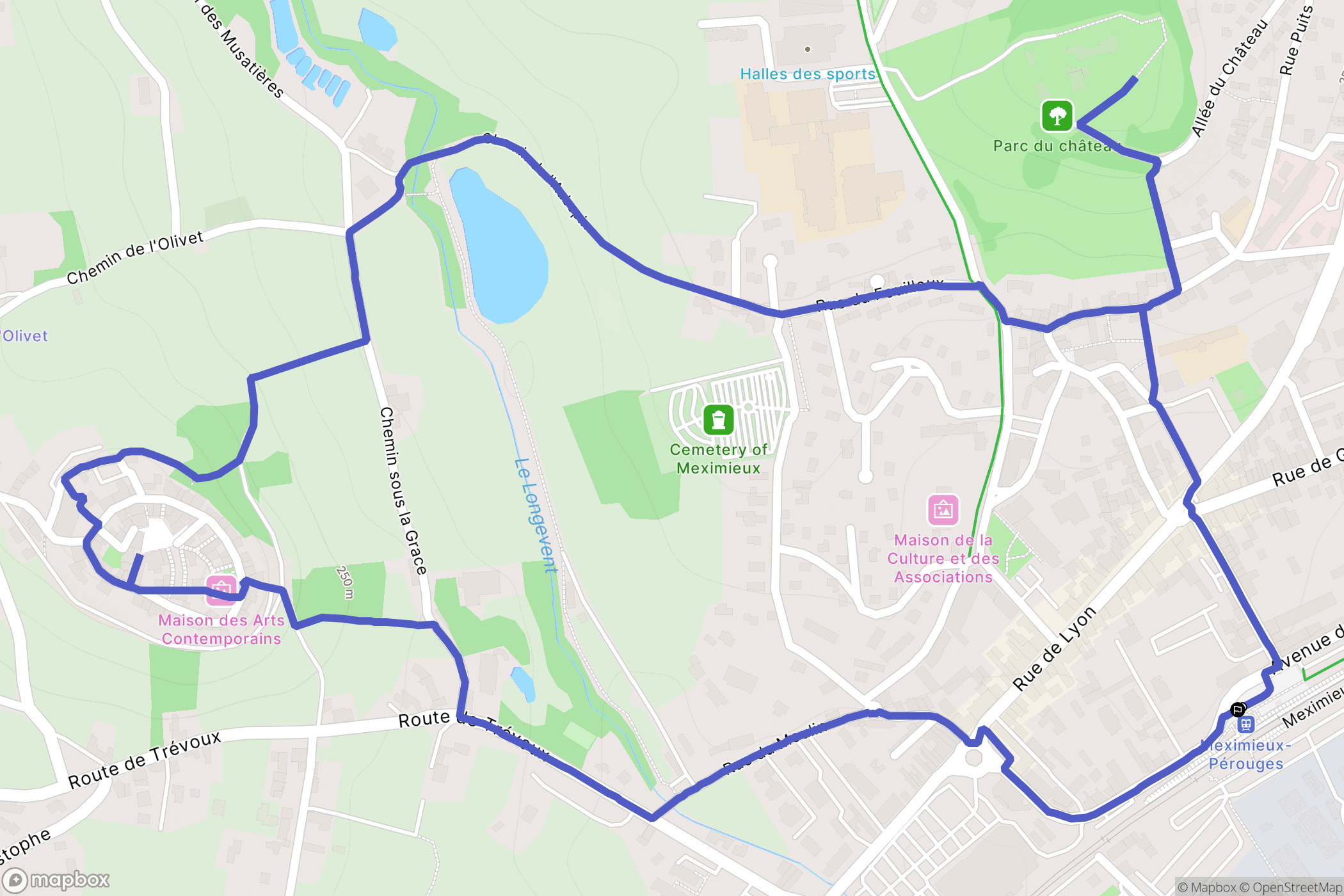 Meximieux : carte du parcours de randonnée - France