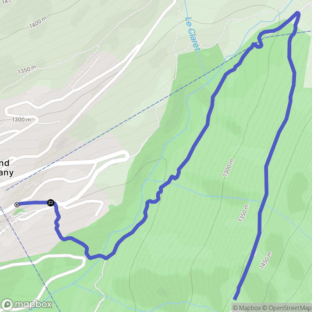Vaujany : carte du parcours de randonnée - France