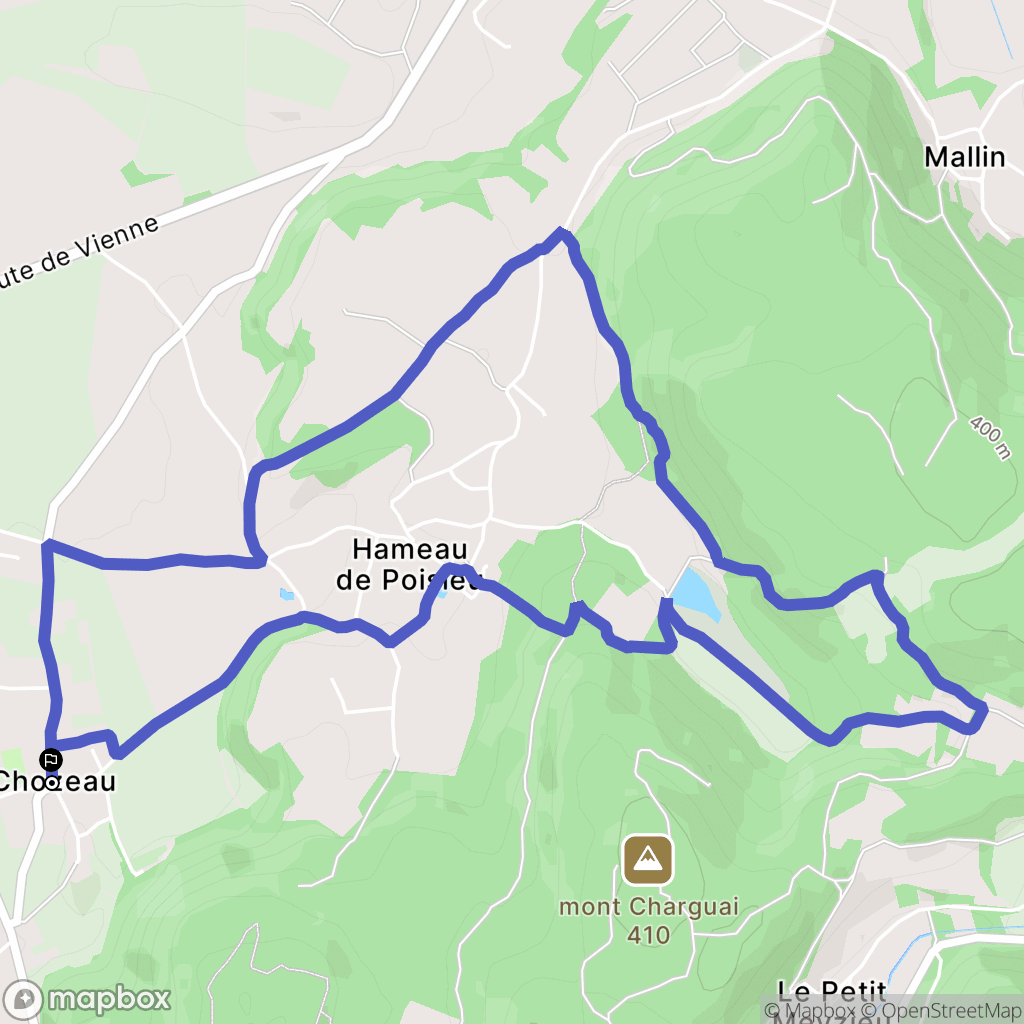 Chozeau : carte du parcours de randonnée - France