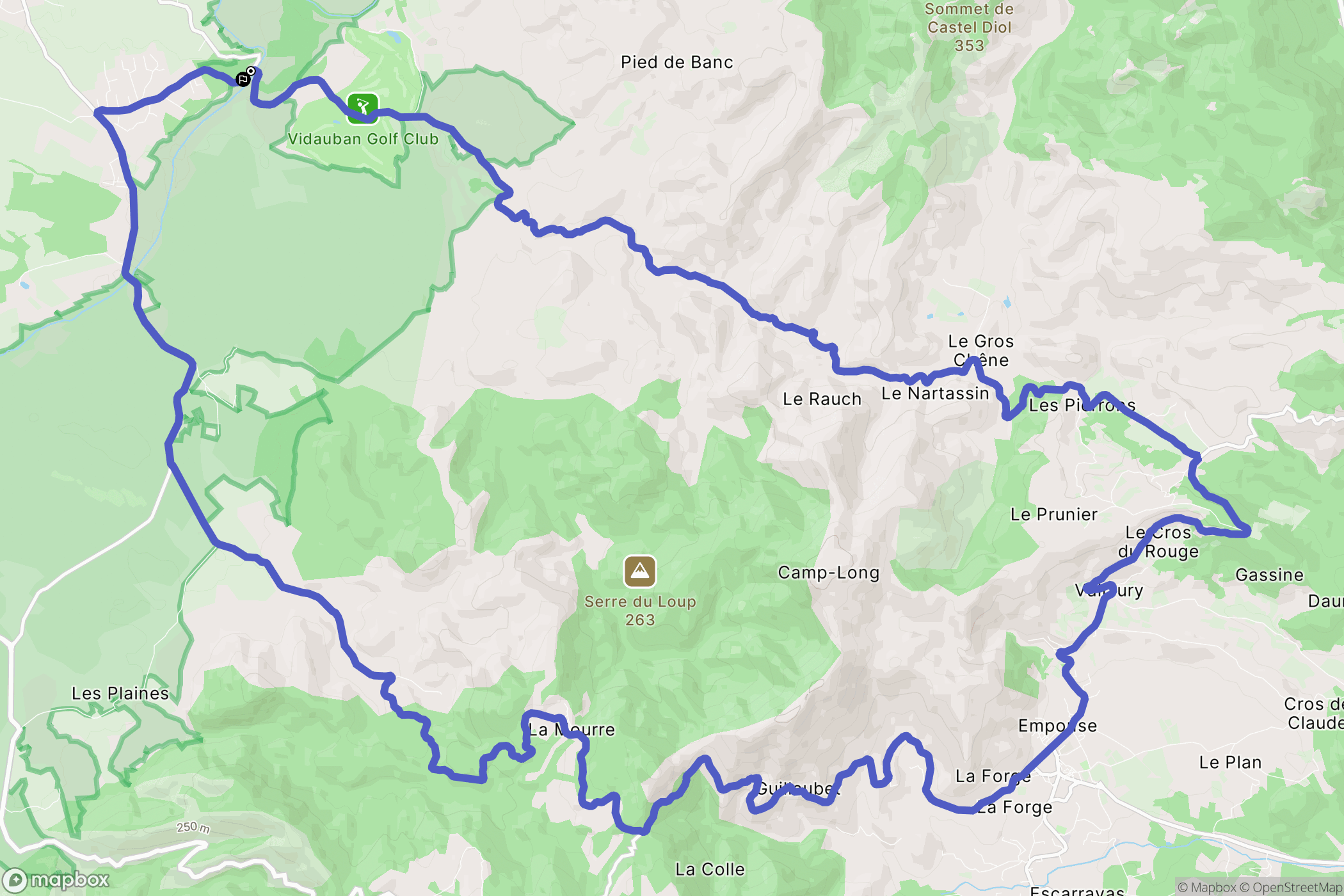 Vidauban : carte du parcours de randonnée - France