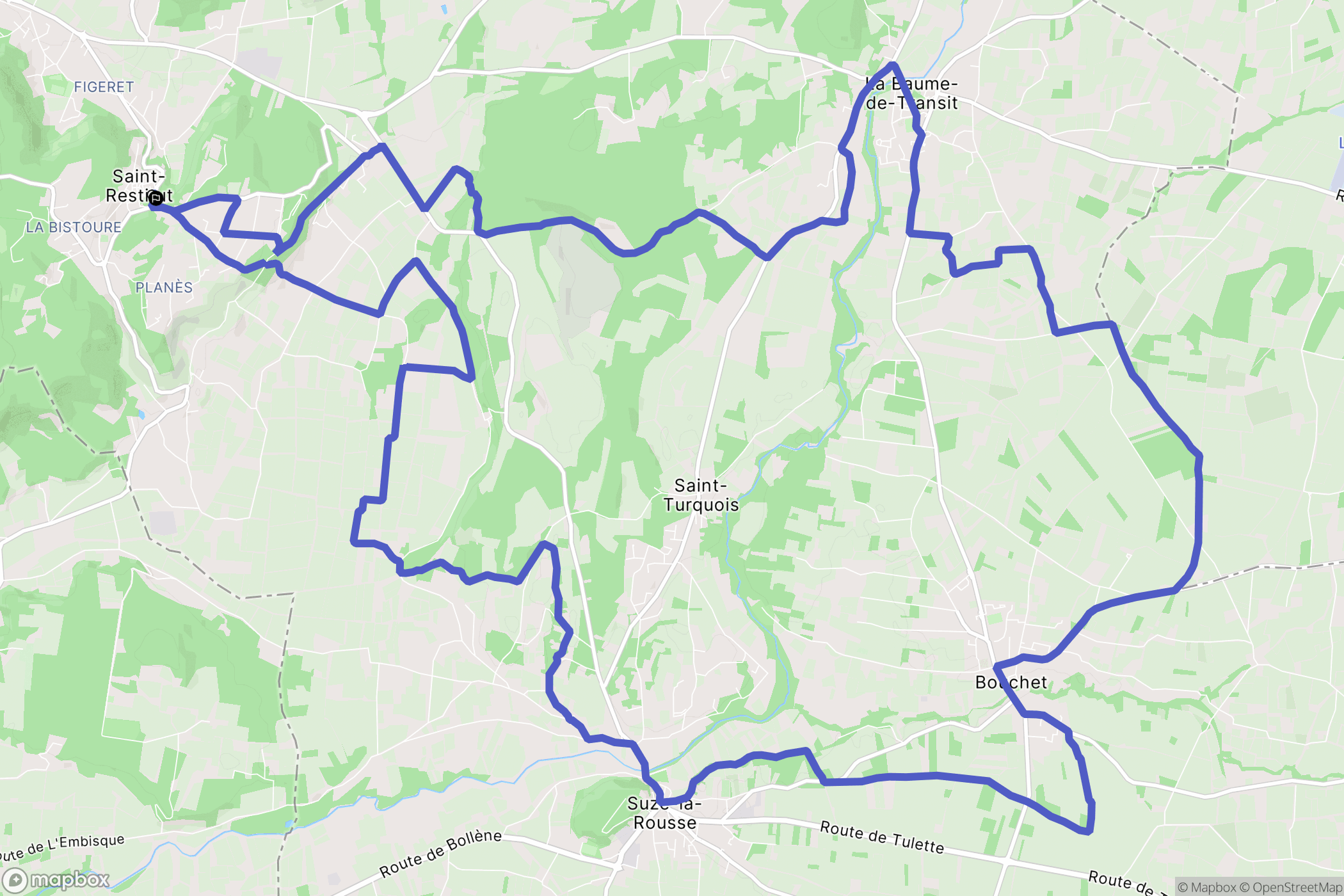 Saint-Restitut : carte du parcours de randonnée - France