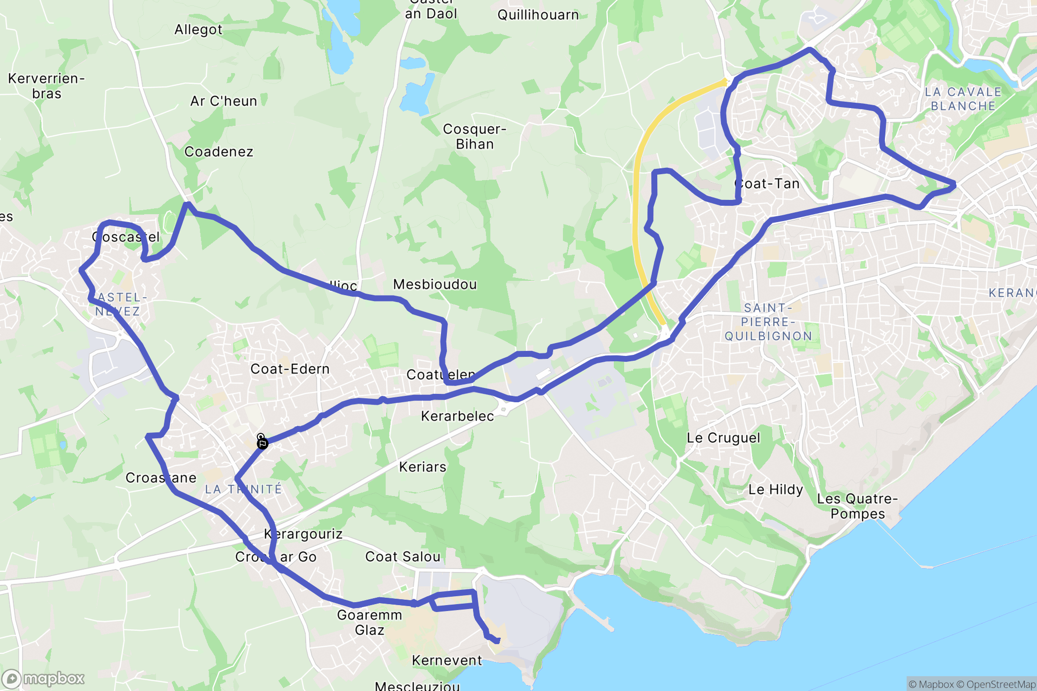 Plouzané : carte du parcours de randonnée - France