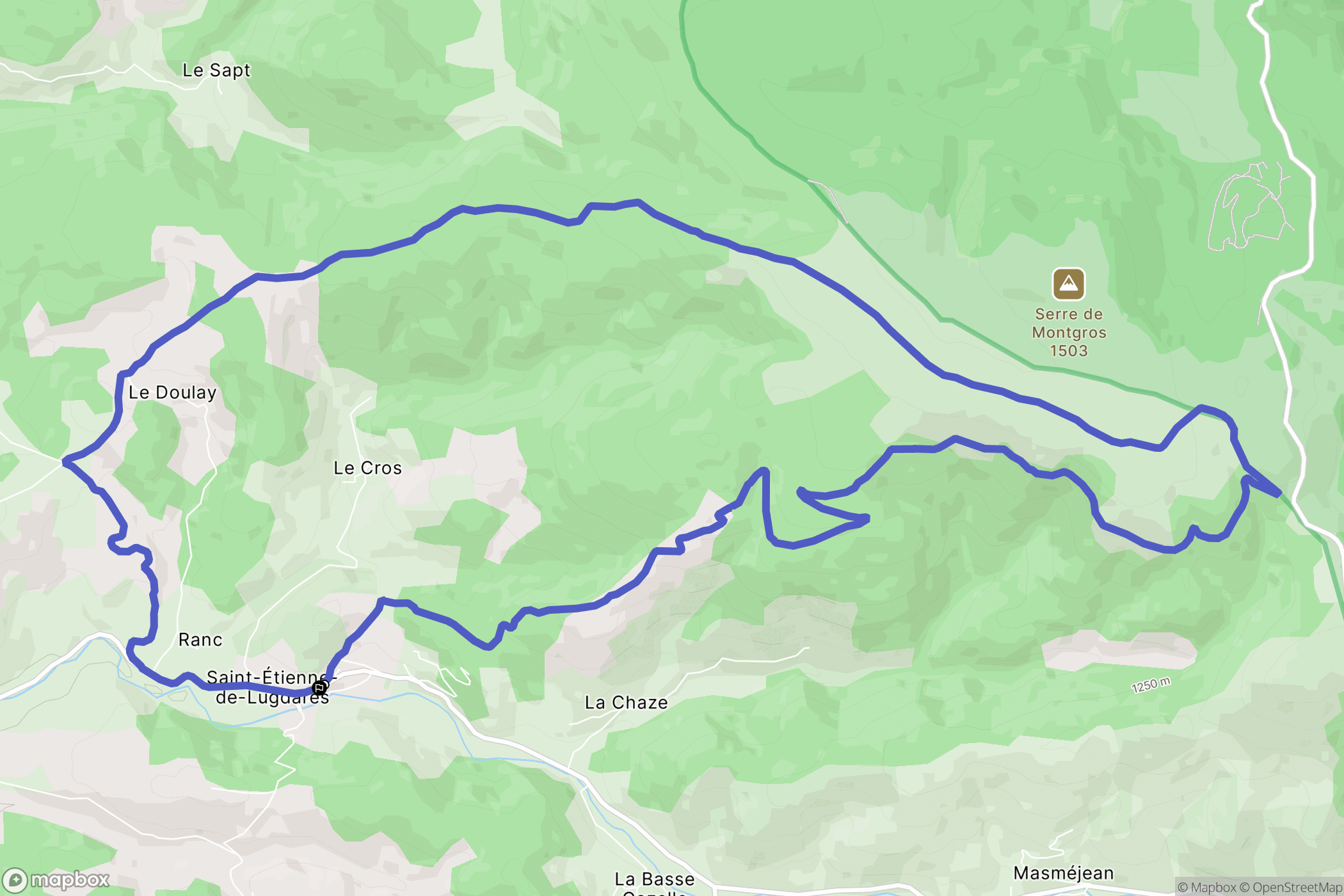 Saint-Étienne-de-Lugdarès : carte du parcours de randonnée - France