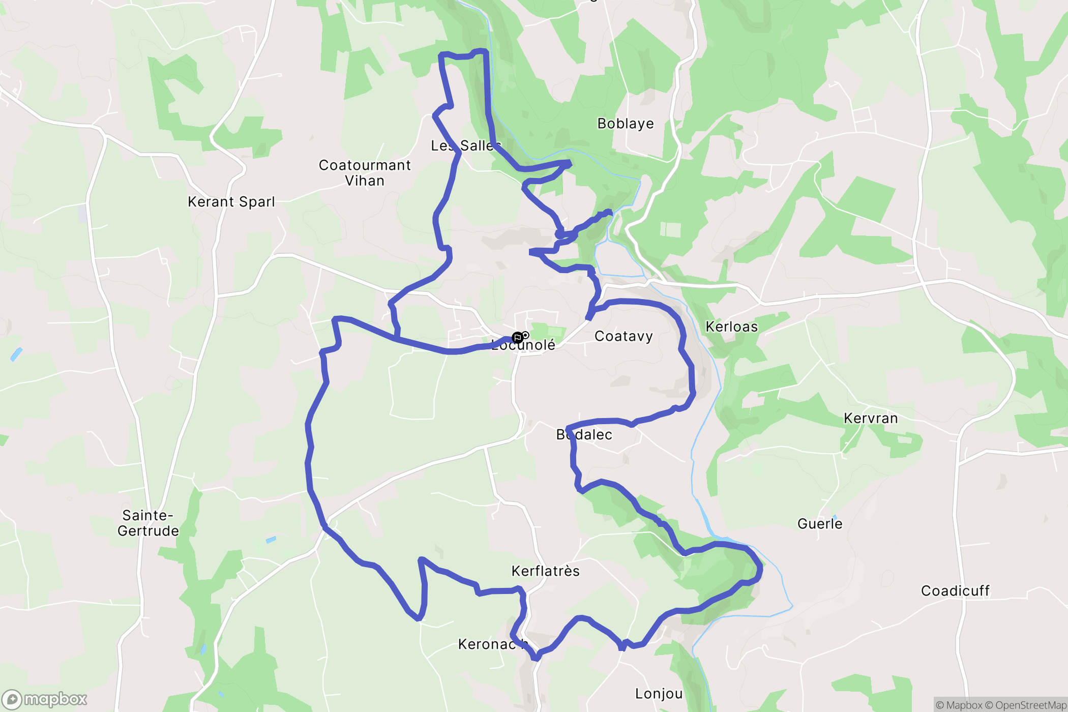 Locunolé : carte du parcours de randonnée - France