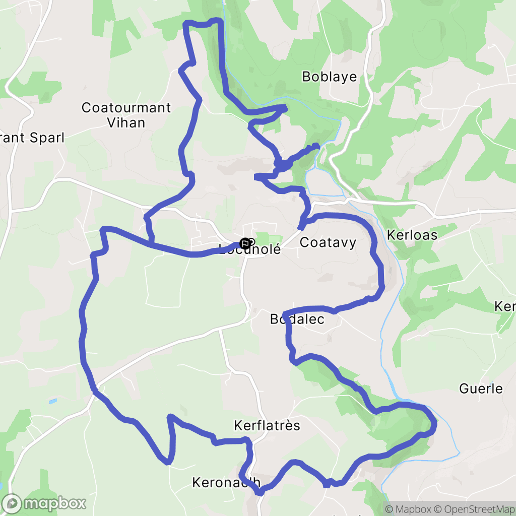 Locunolé : carte du parcours de randonnée - France