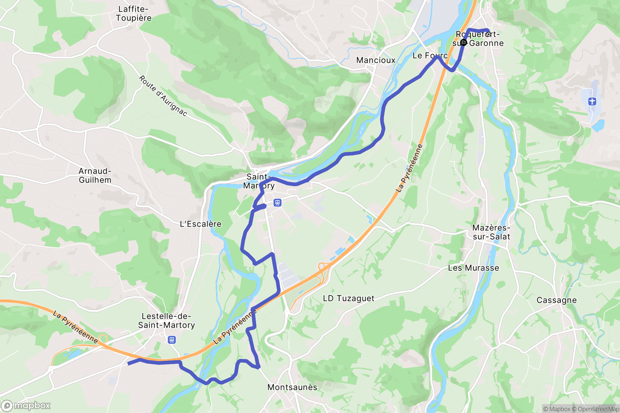 Roquefort-sur-Garonne : carte du parcours de randonnée - France