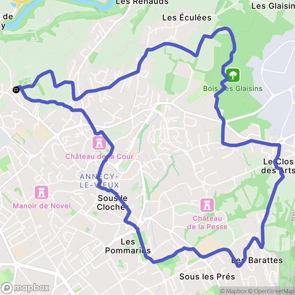 Annecy : carte du parcours de randonnée - France