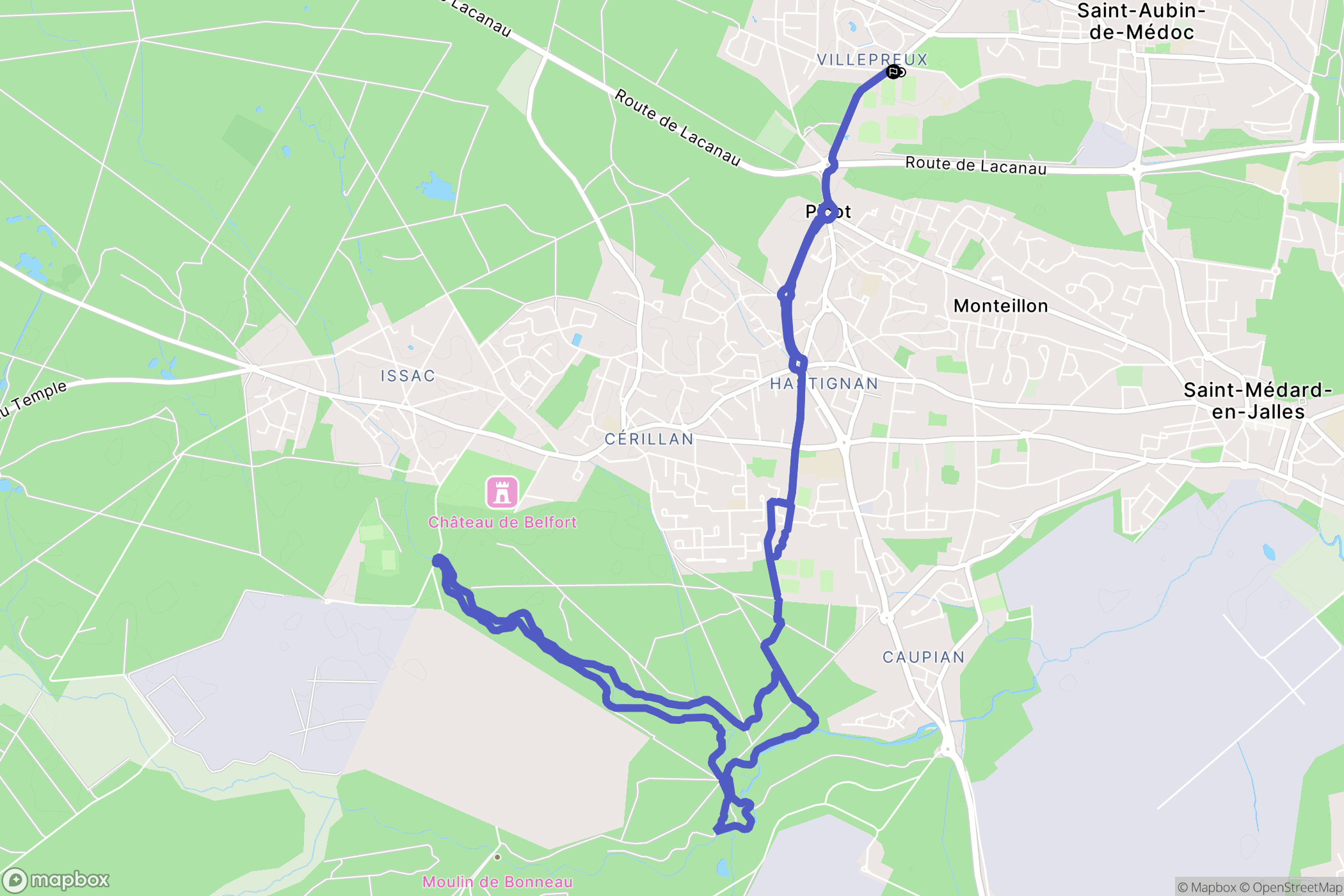 Saint-Aubin-de-Médoc : carte du parcours de randonnée - France
