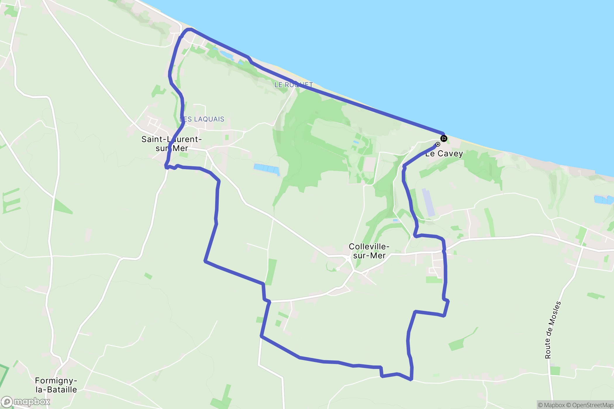 Colleville-sur-Mer : carte du parcours de randonnée - France