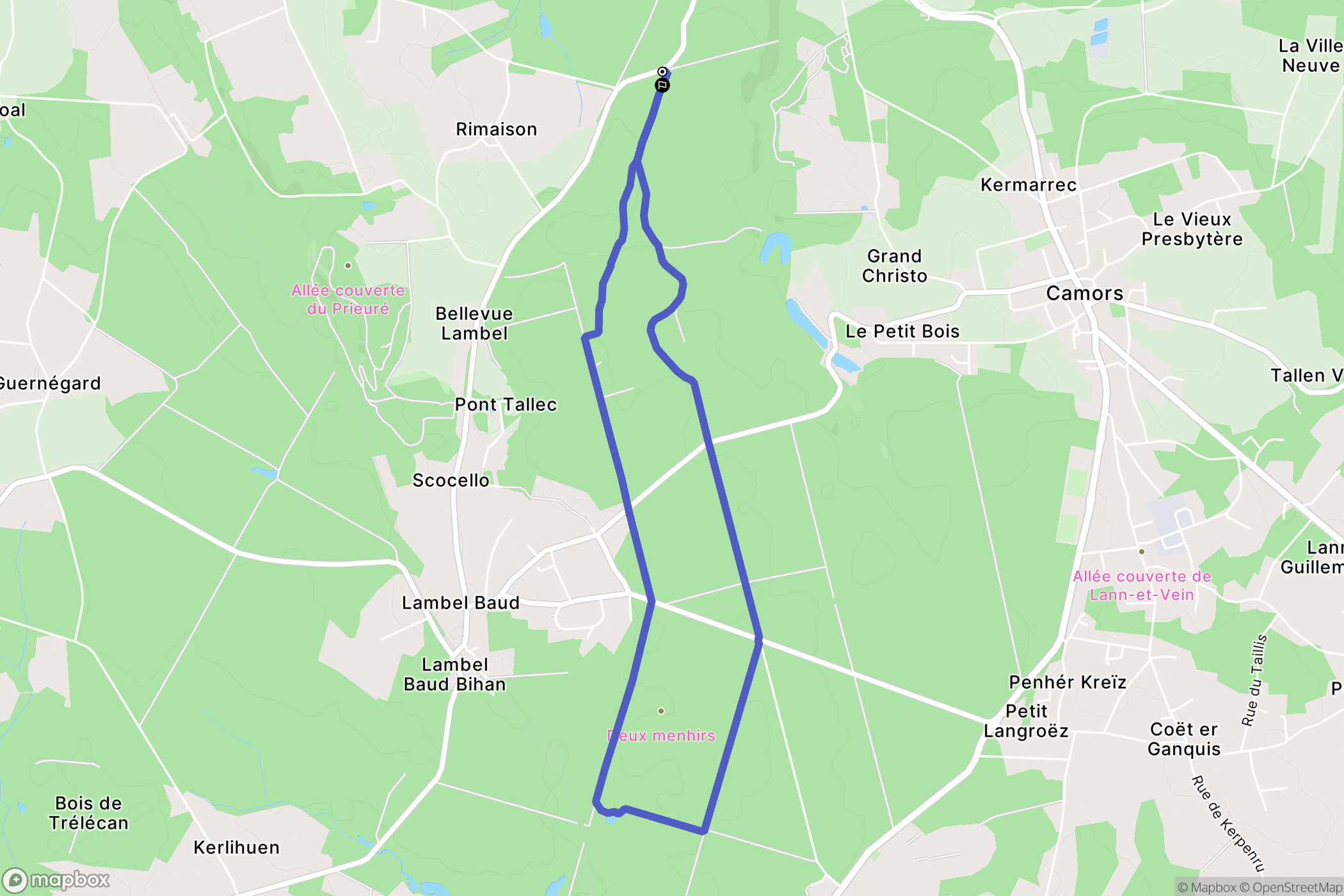 Camors : carte du parcours de randonnée - France
