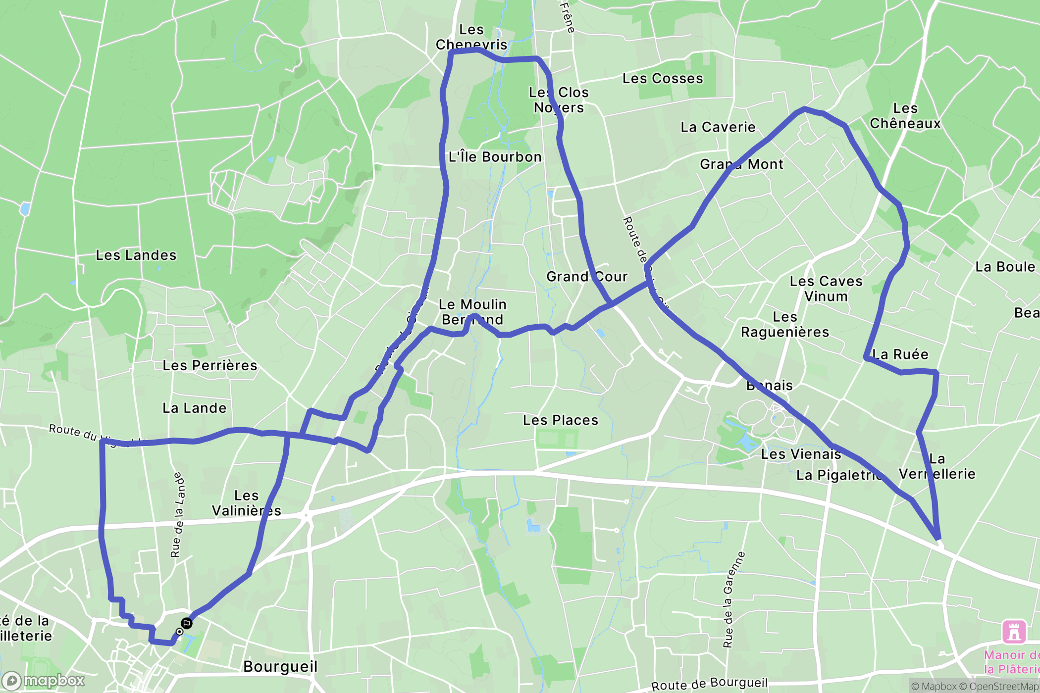 Bourgueil : carte du parcours de randonnée - France
