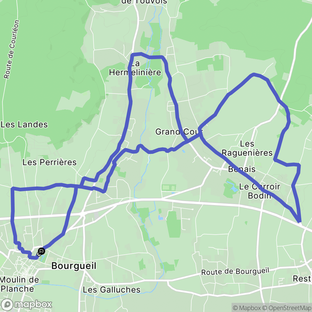 Bourgueil : carte du parcours de randonnée - France