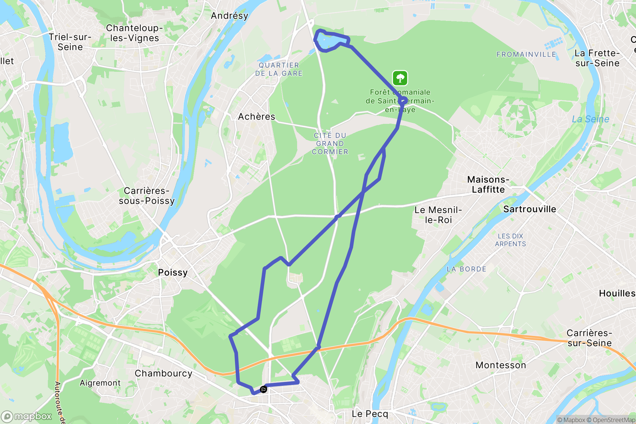 Saint-Germain-en-Laye : carte du parcours de randonnée - France
