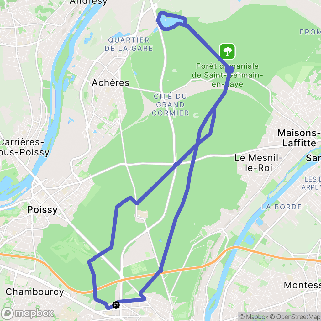 Saint-Germain-en-Laye : carte du parcours de randonnée - France