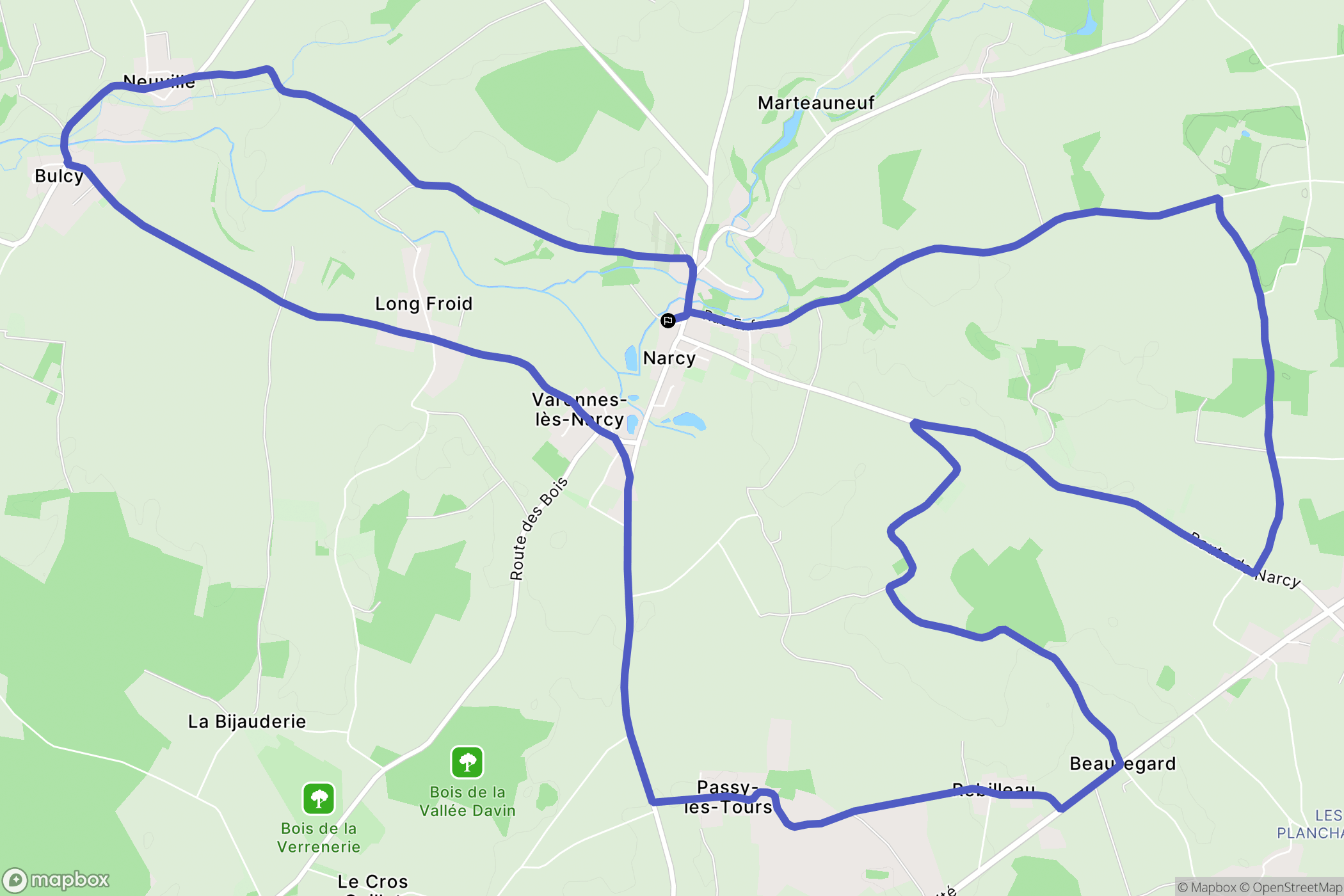 Narcy : carte du parcours de randonnée - France