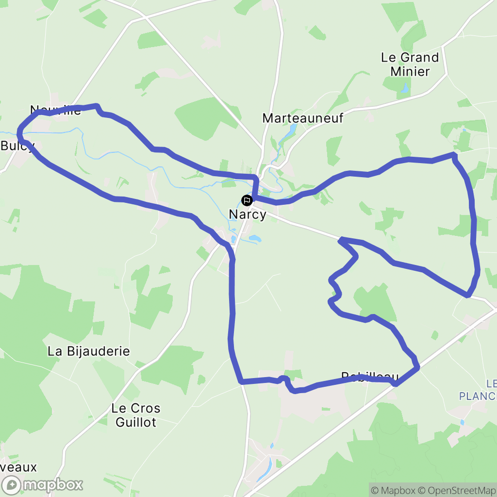 Narcy : carte du parcours de randonnée - France