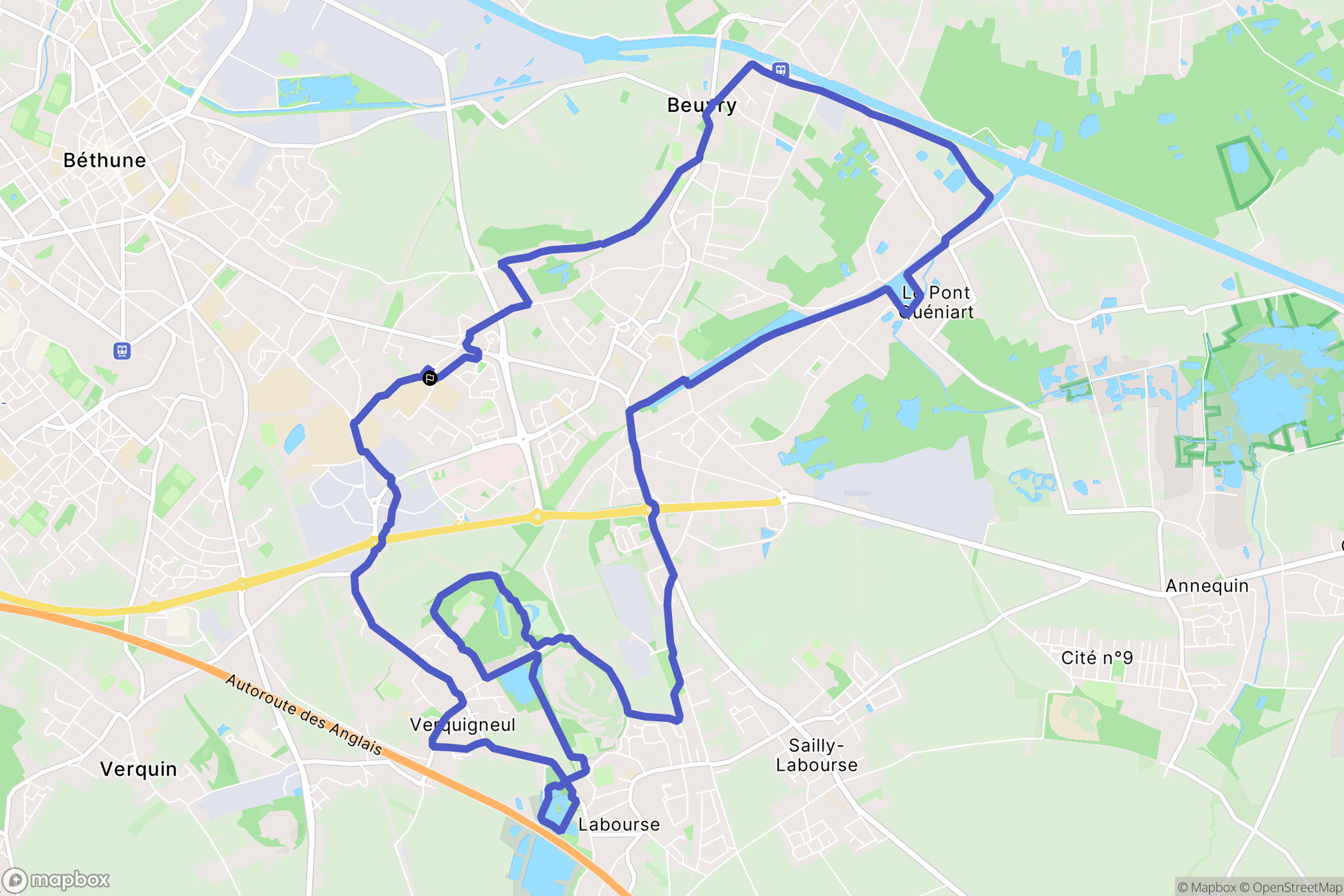 Beuvry : carte du parcours de randonnée - France